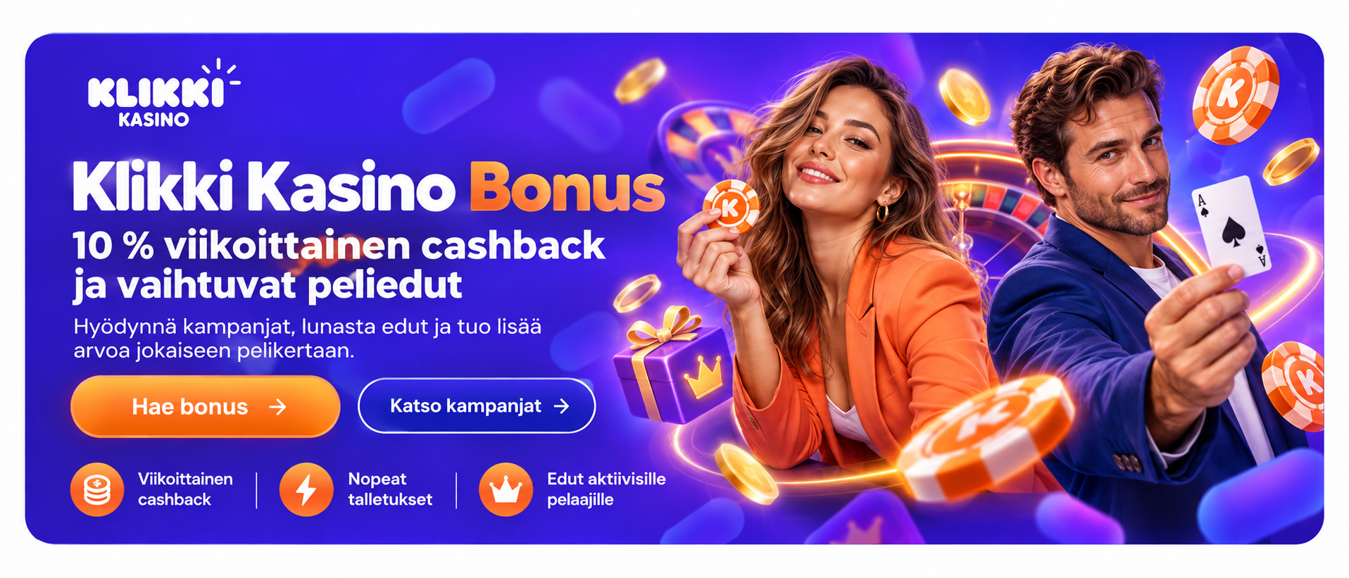 Klikki Kasino bonus ja bonusohjelma